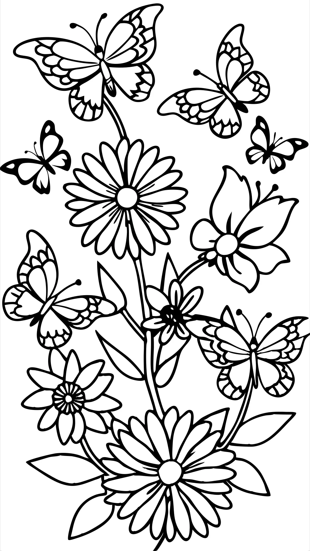 coloriages de fleurs de papillon